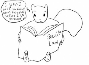 Squirrel reading book that says "security laws".