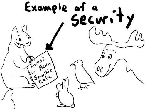 Squirrel offering an investment of his company to other animals.