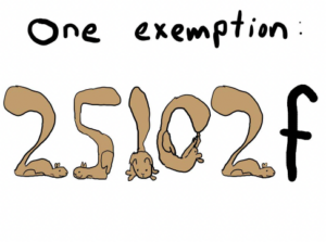 One exemption, 25102f.